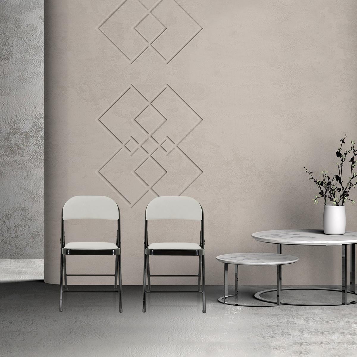 Zložljiv Stol Tudela I, Bela - črna/bela, Basics, kovina/tekstil (44/80/49cm) - MID.YOU