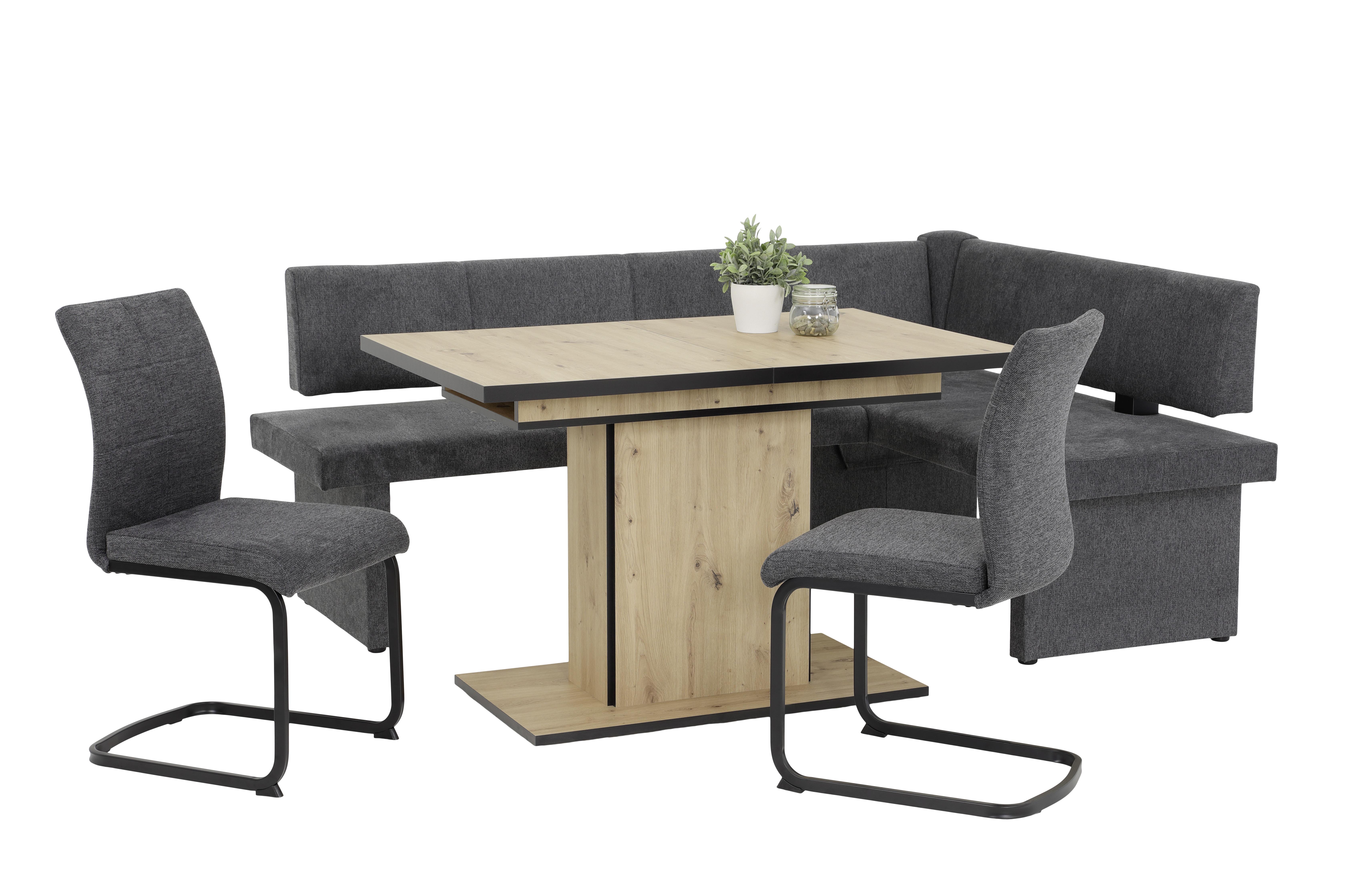 STÓŁ DO JADALNI ARIANA T - czarny/dąb artisan, Konventionell, materiał drewnopochodny (120-160/80/76cm) - Carryhome