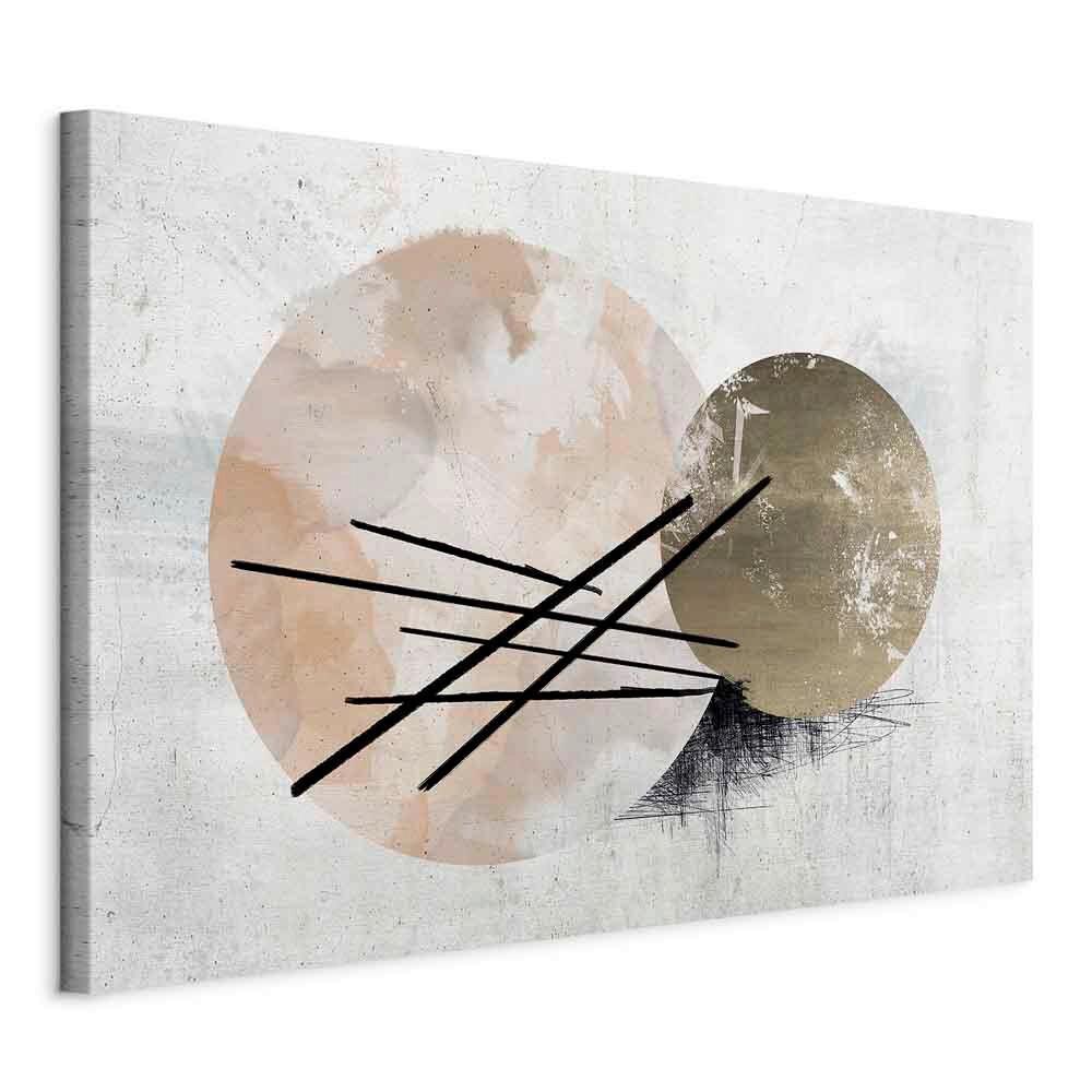 Slika Na Platnu Spherical Composition - barve kapučina/sivobela, Basics, tekstil/les (90/60/1.2cm) - artgeist