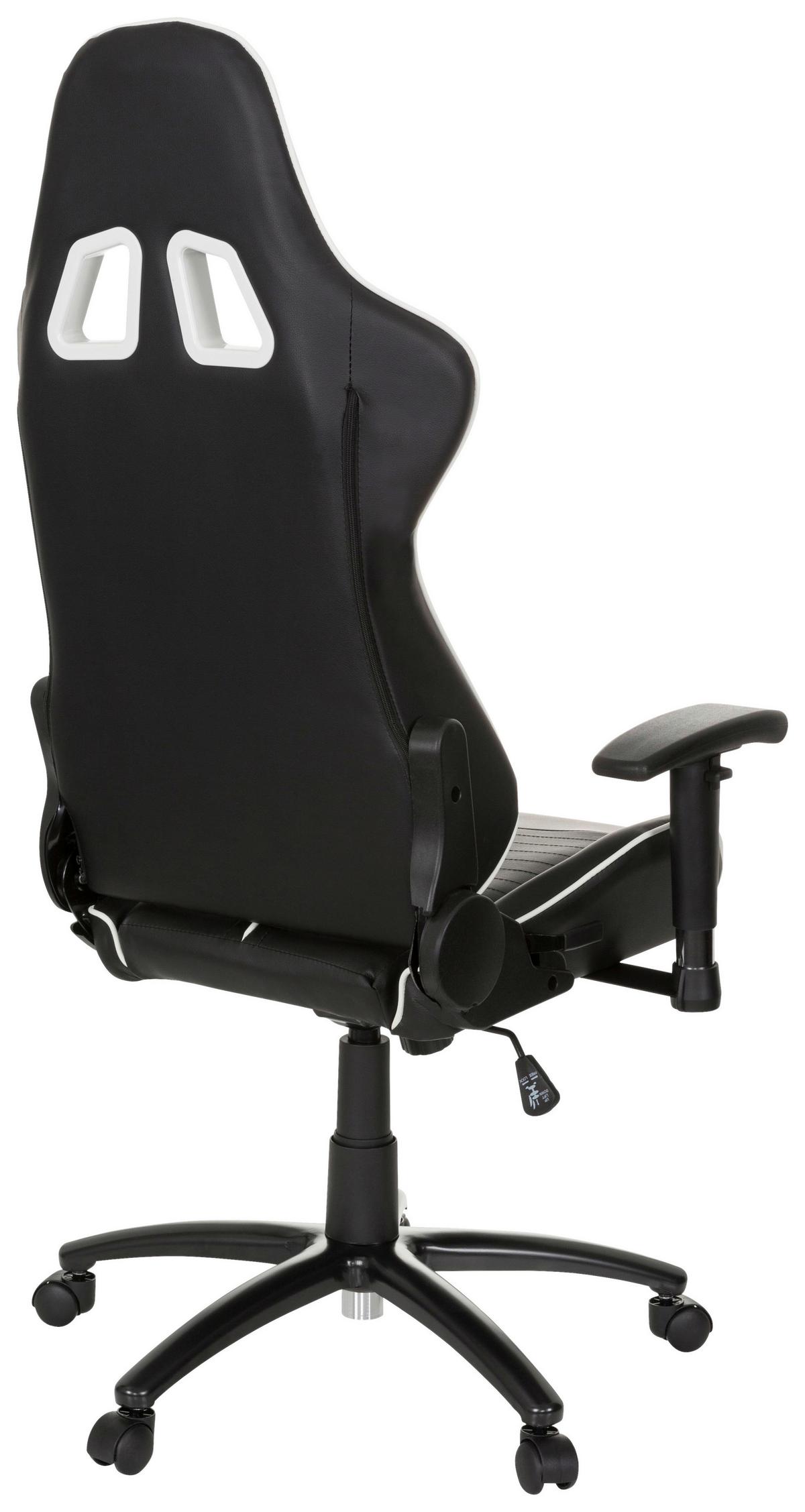 Gaming Stol League Pro, Črna, Bela - črna/bela, Moderno, kovina/umetna masa (72/138/63cm) - MID.YOU