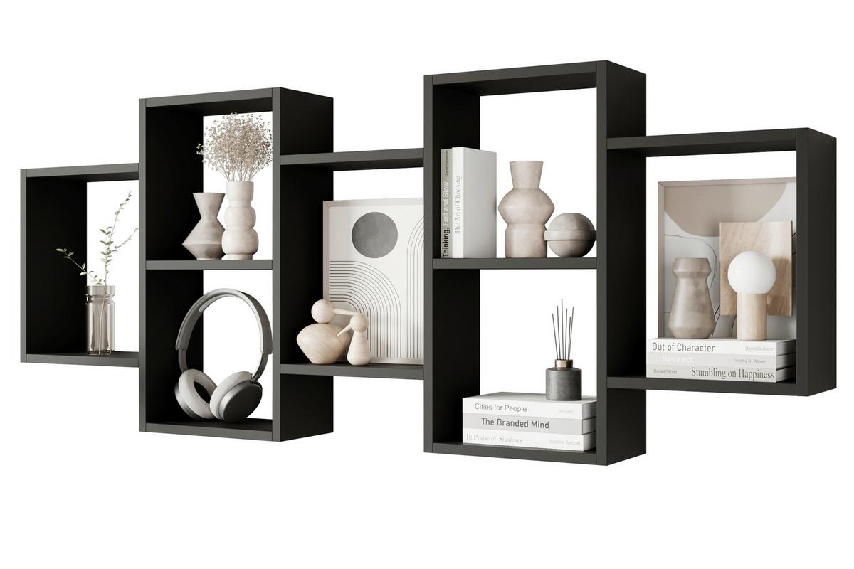 Stenski Regal Trio, Črna - črna, Basics, leseni material (160,8/65/18cm) - P & B