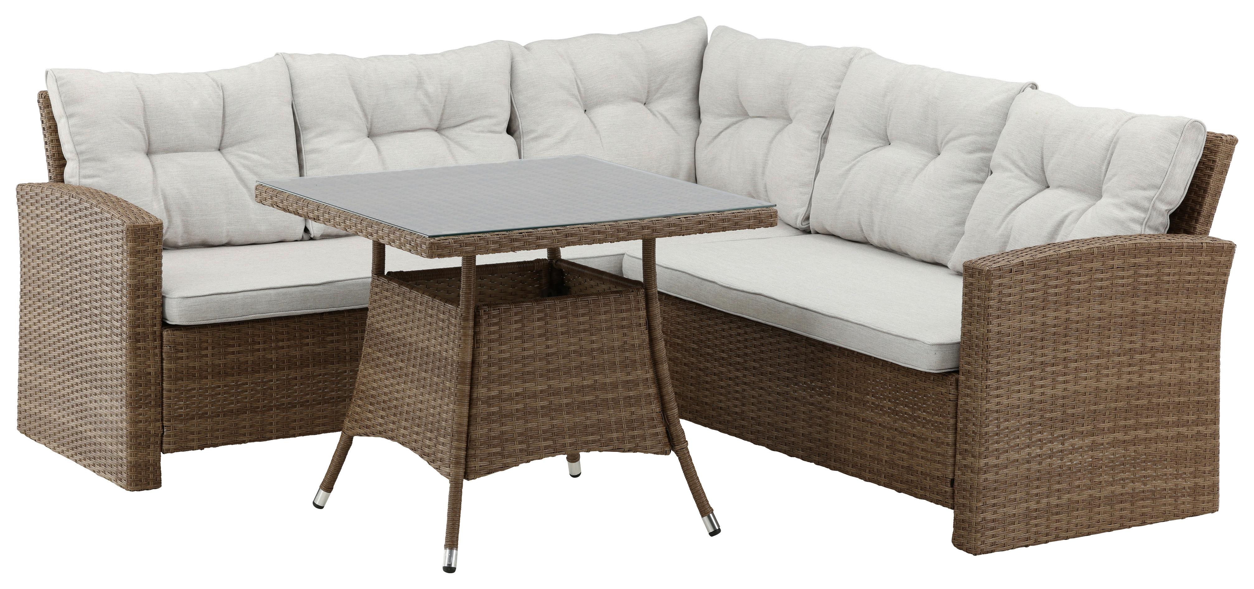 Loungegarnitur Watford Brau/Hellgrau - Braun, KONVENTIONELL, Holz - Gardenson