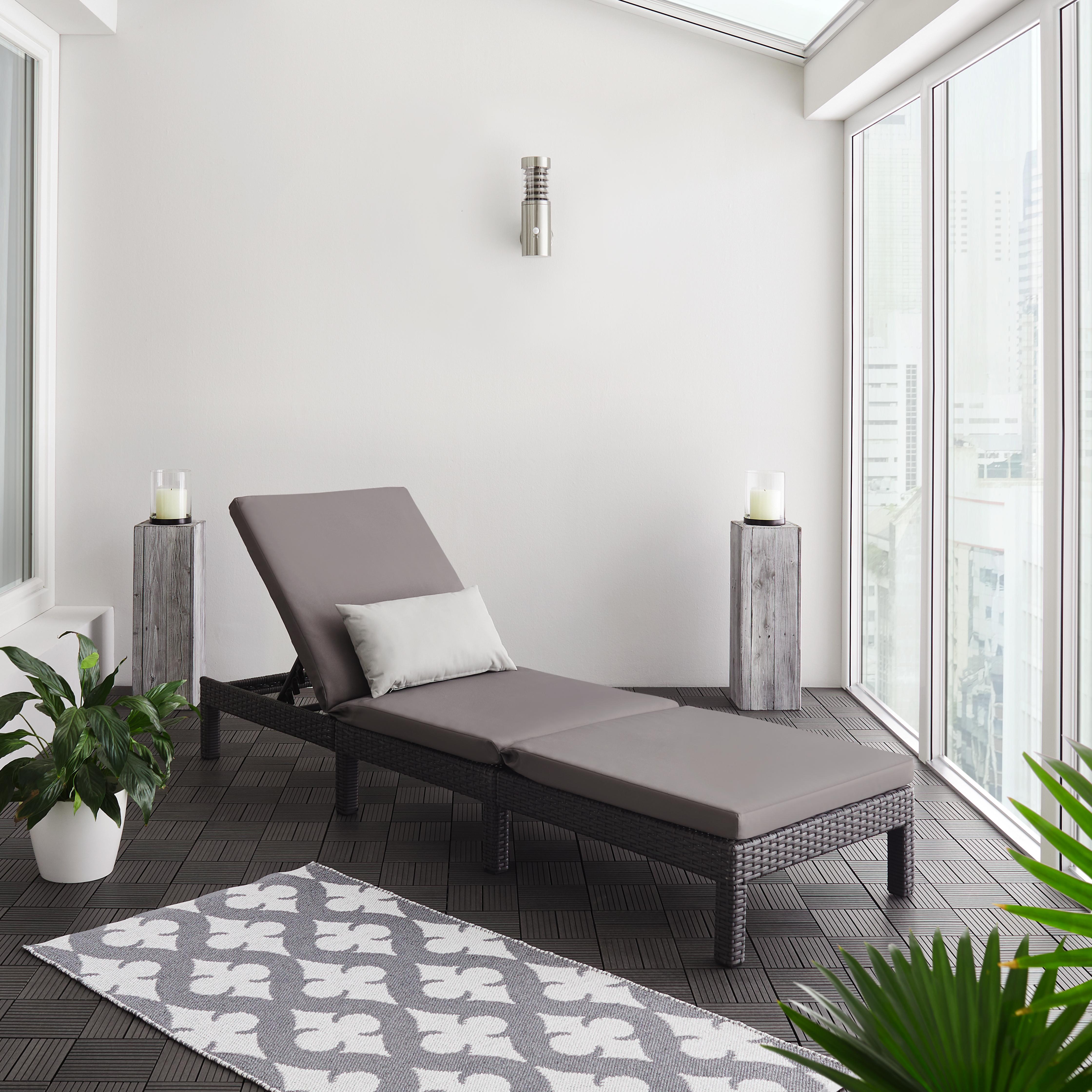 Gartenliege Sarah inkl. Auflage - Dunkelgrau/Schwarz, MODERN, Kunststoff/Textil (60/28/198cm) - Bessagi Garden