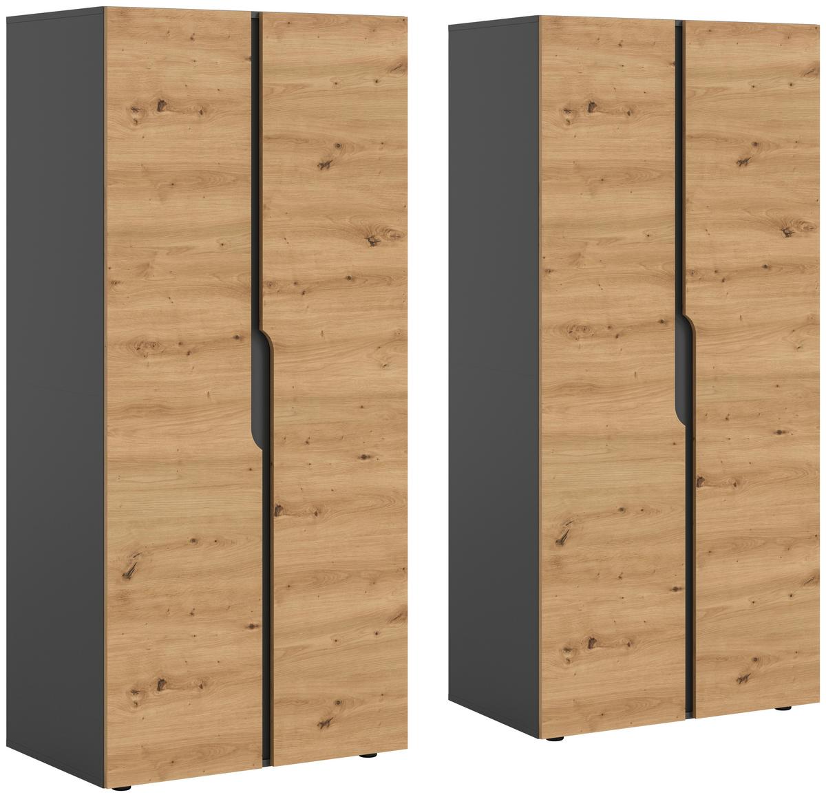 Drehtürenschrank ANGA Eiche Artisan, Anthrazit - Anthrazit/Eiche Artisan, MODERN, Holzwerkstoff (160/180/51cm) - MID.YOU