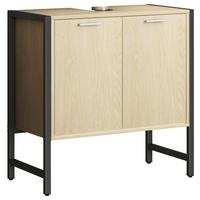 Waschbeckenunterschrank Edino ca. 60x60 cm Eiche/Schwarz - Honigeiche/Silberfarben, MODERN, Holzwerkstoff/Metall (60/60/30cm) - MID.YOU