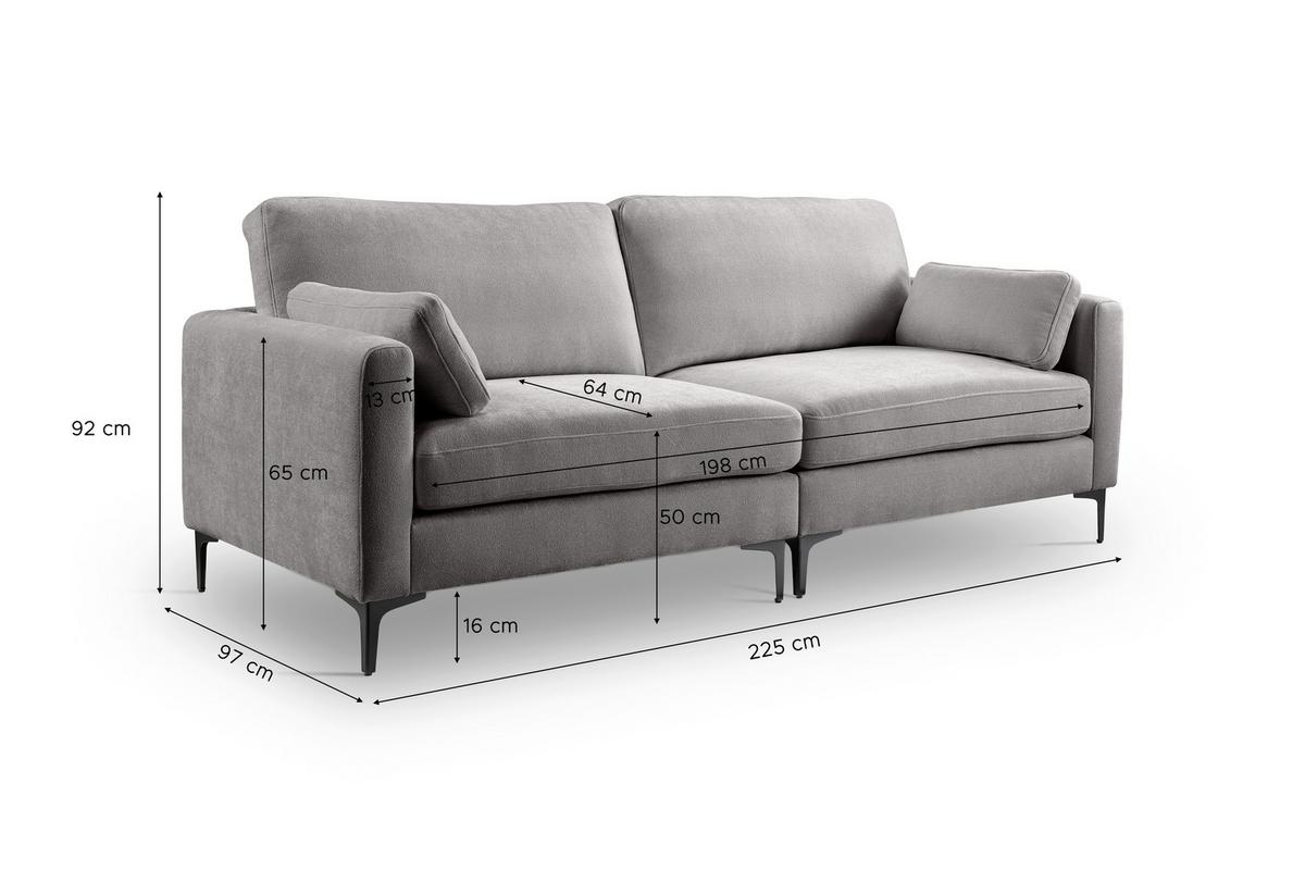 3,5-Sitzer-Sofa Venti Hellgrau - Hellgrau/Schwarz, Basics, Holz/Textil (225/92/97cm) - MID.YOU