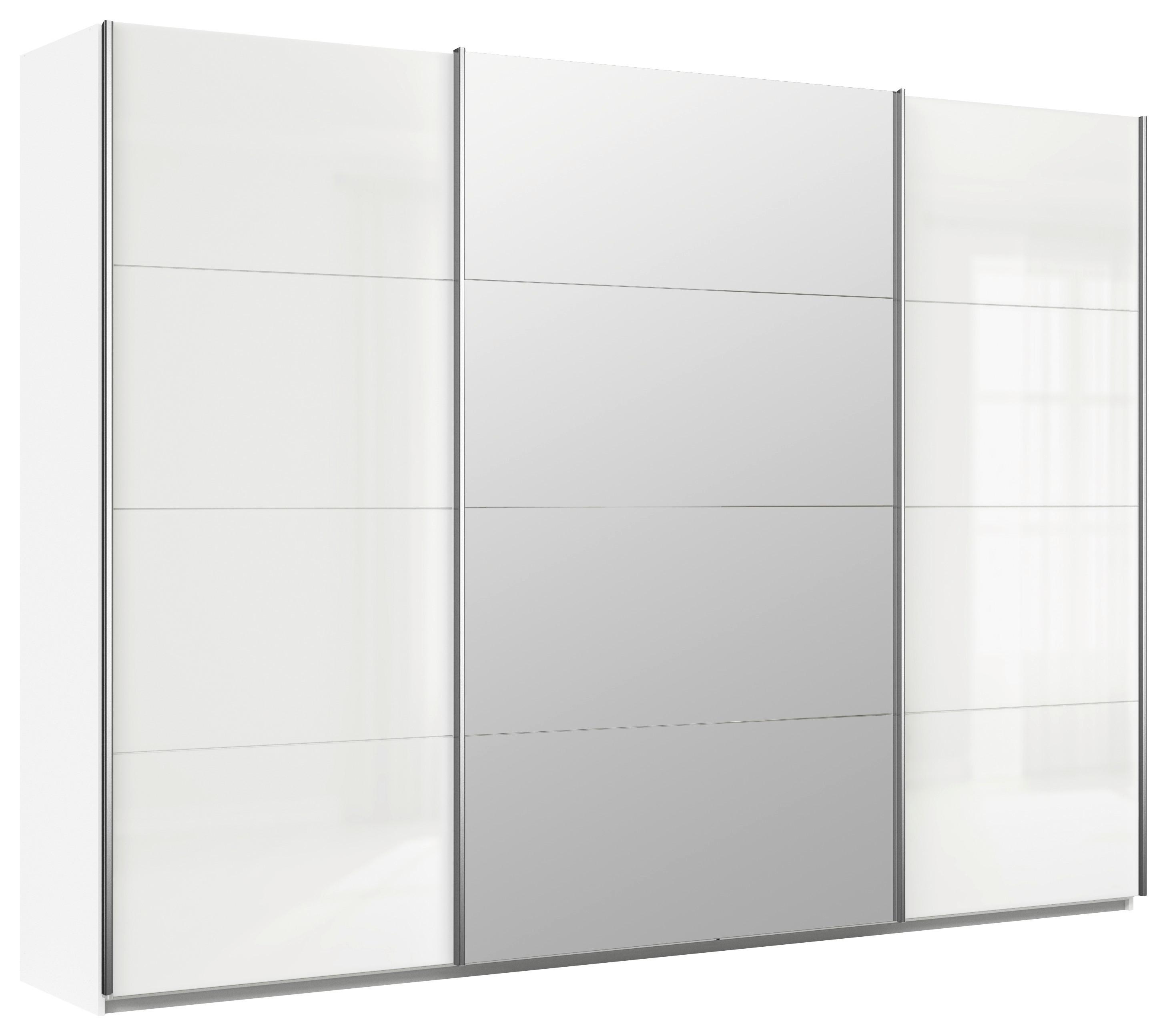 Omara Z Drsnimi Vrati Quadra, Bela - barve kroma/bela, Design, kovina/steklo (315/229/62cm) - Xora