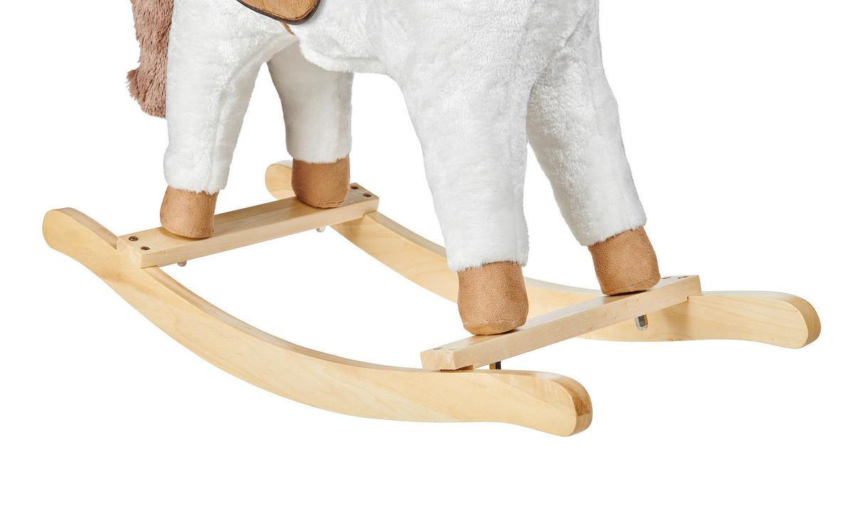 KONIK NA BIEGUNACH SNOWY - biały/jasnobrązowy, Basics, metal/drewno (74/30/64cm) - My Baby Lou