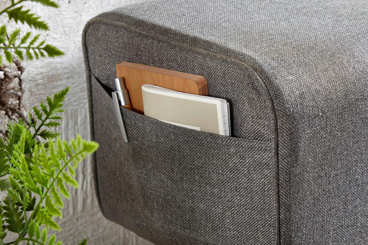Garderobenbank ca. 120x56x30 cm Textil Grau - Braun/Grau, MODERN, Holz/Textil (120/56/30cm) - MID.YOU