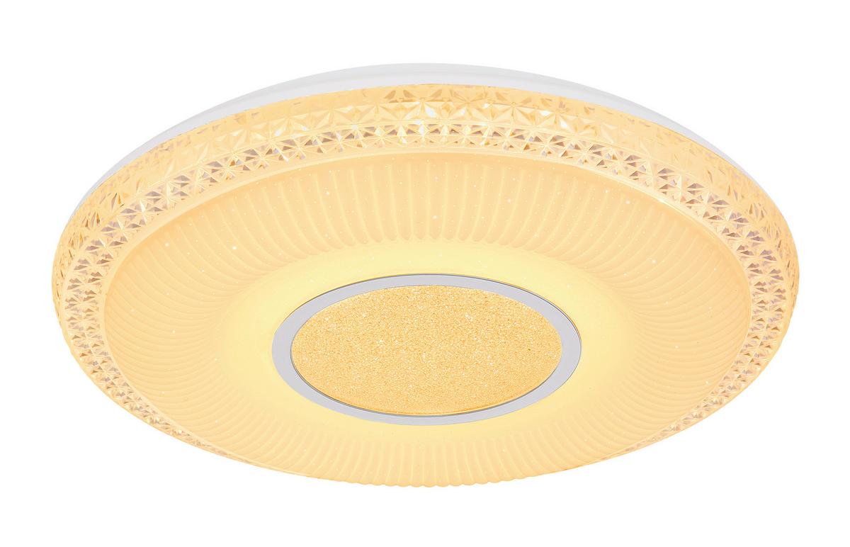 LED-DECKENLEUCHTE 48411-40RGB KLEMENS - Chromfarben/Weiss, Konventionell, Kunststoff/Metall (50/9cm) - Globo