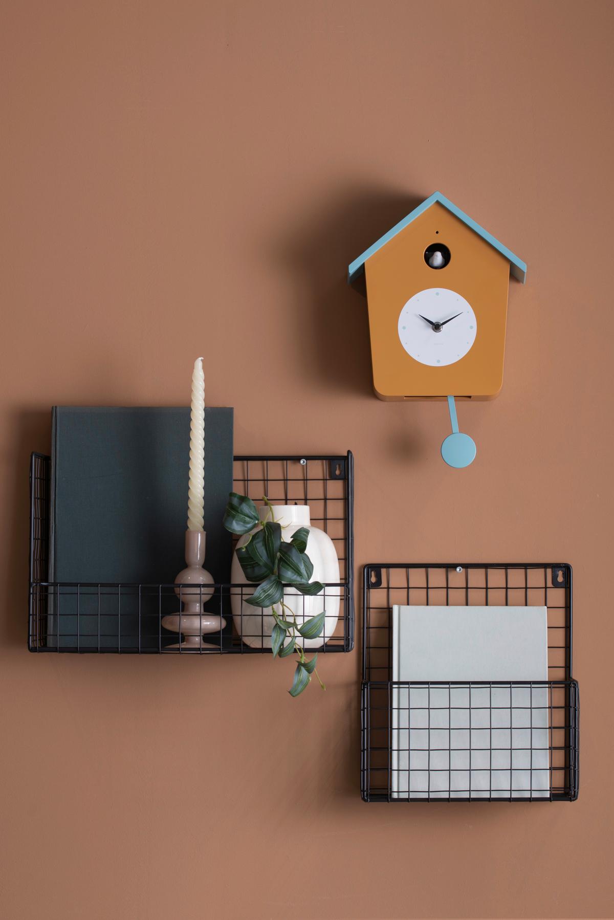 ZEGAR ŚCIENNY CUCKOO LIGHT - ciemnożółty/pastelowy błękit, Basics, tworzywo sztuczne (23/10.5/26cm) - Karlsson