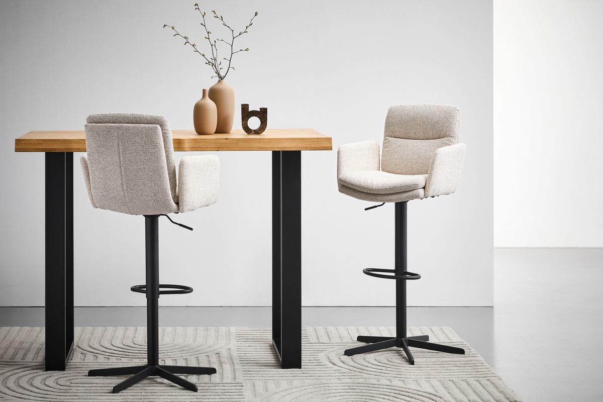 STOŁEK BAROWY FUNNY -EXKLUSIV- - beżowy/czarny, Design, metal/tkanina (55/92-117/54cm) - Novel