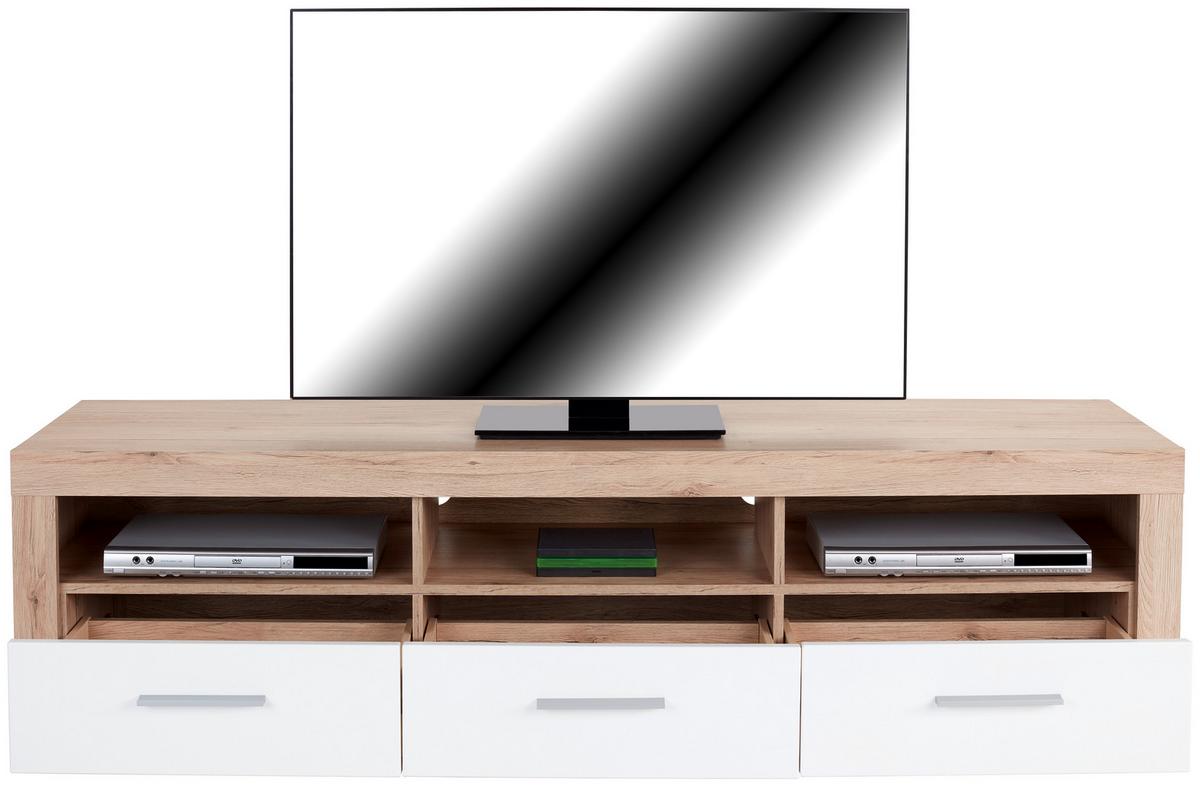 Element TV Malta - alb/culoare lemn stejar, Modern, lemn (185/50/42cm) - Modern Living