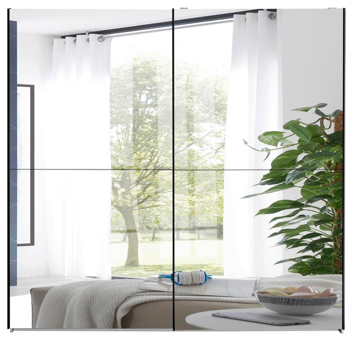 Dulap cu uși culisante NOEMI - alb, Trend, sticlă/material pe bază de lemn (215/210/60cm) - Modern Living