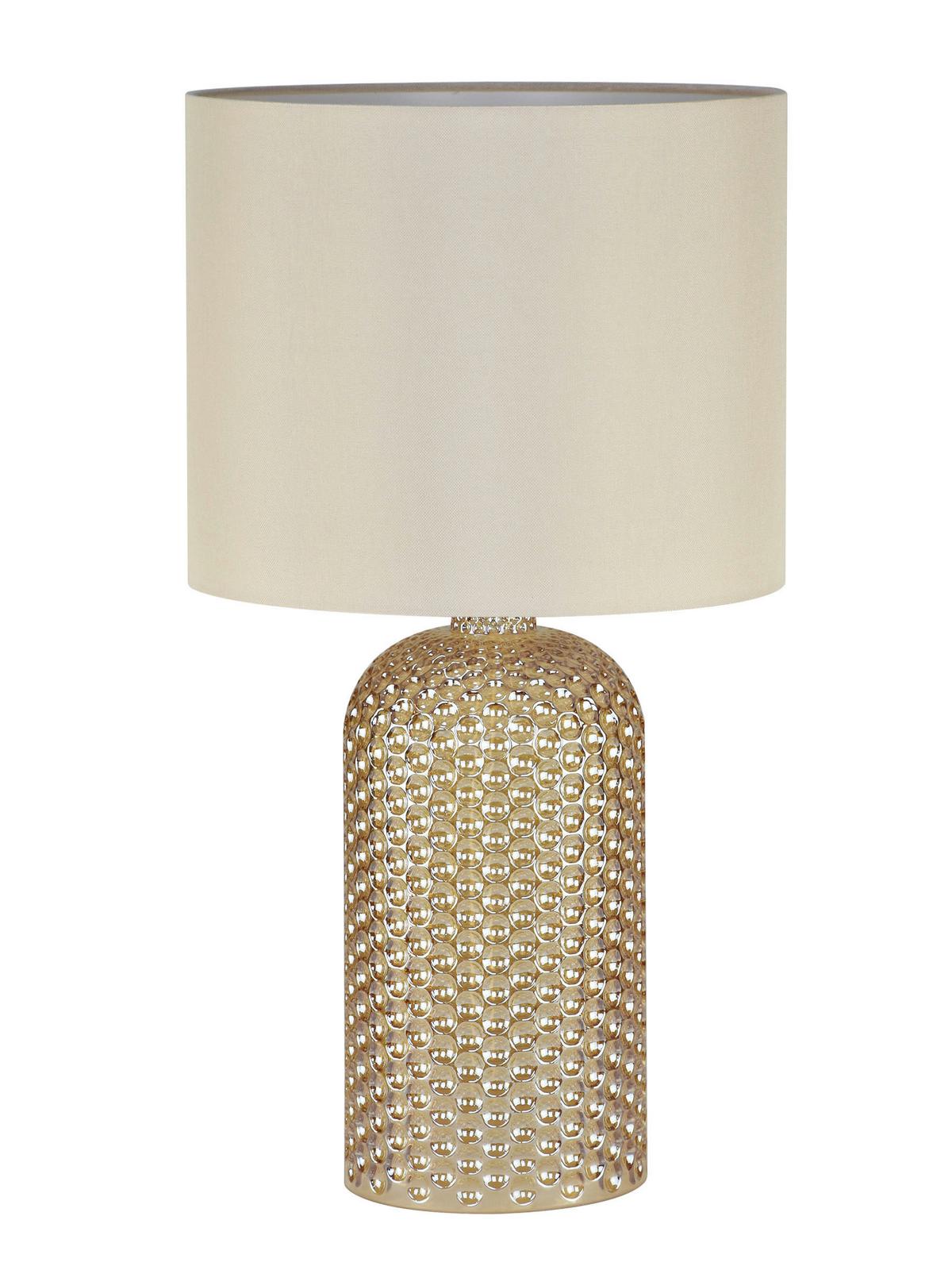 Tischleuchte Kristalya Champagner max. 60 Watt - Champagner, Basics, Glas/Textil (26,5/26,5/50cm)