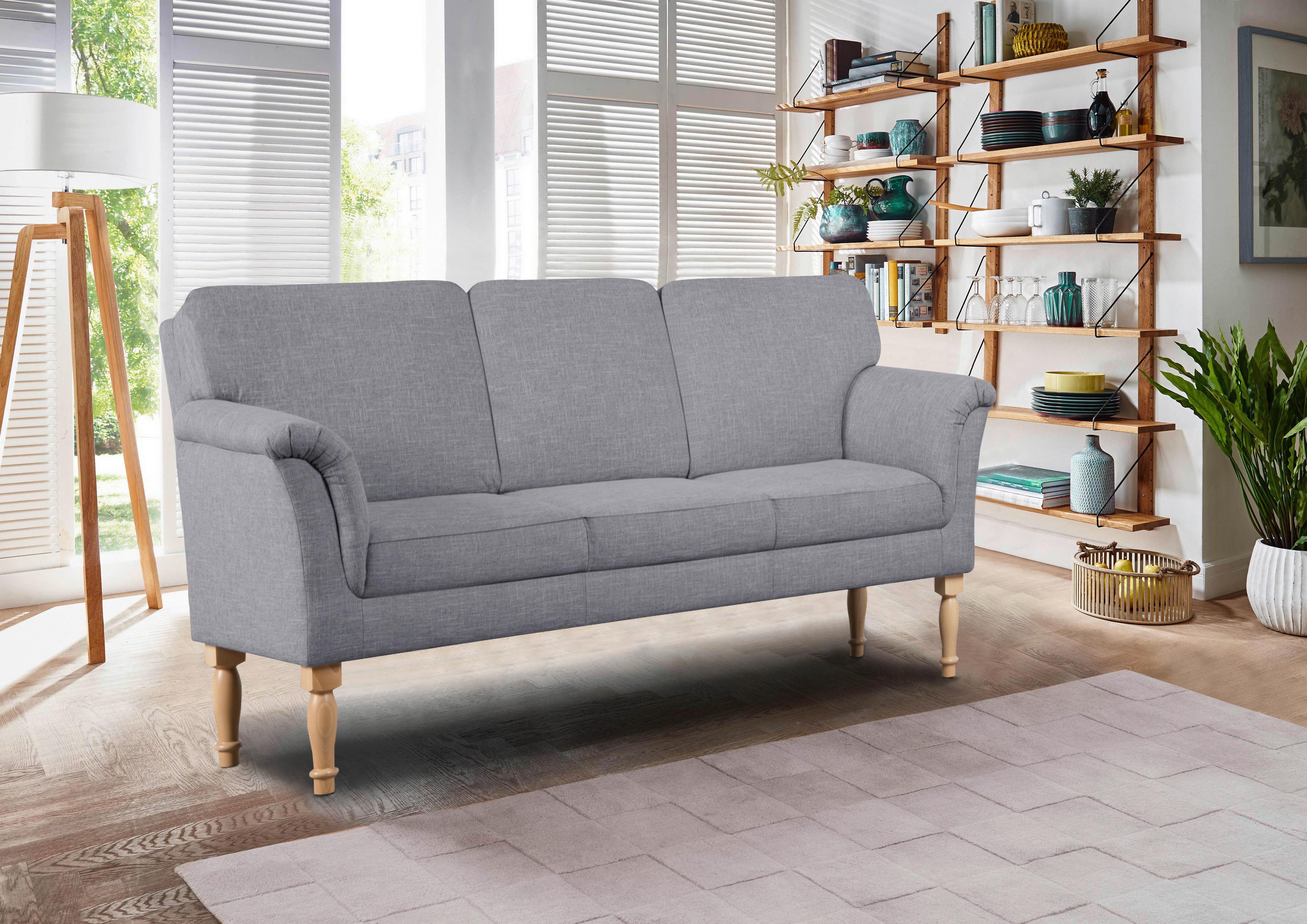 SOFA DO KUCHNI LANCASTER - kolor naturalny/szary, Romantik / Landhaus, tkanina/drewno (186/96/80cm) - Sit & More