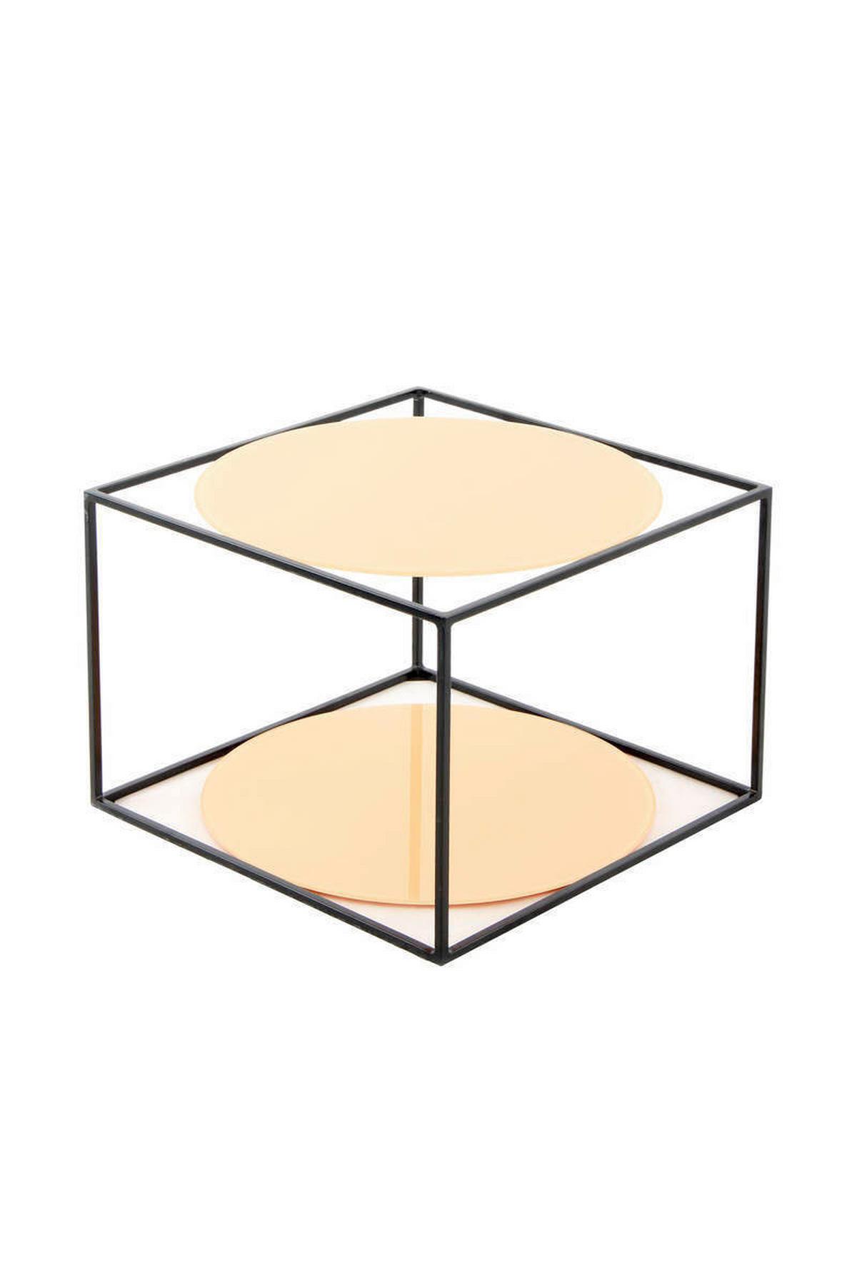 BEISTELLTISCH 3N5XM - Schwarz/Orange, Basics, Glas/Metall (50/50/36cm) - Kayoom