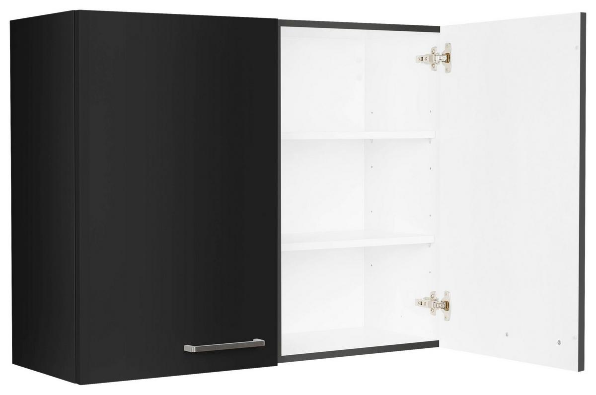 Küchenoberschrank Touch Schwarz - Edelstahlfarben/Schwarz, MODERN, Holzwerkstoff (90/72/35cm) - Nobilia