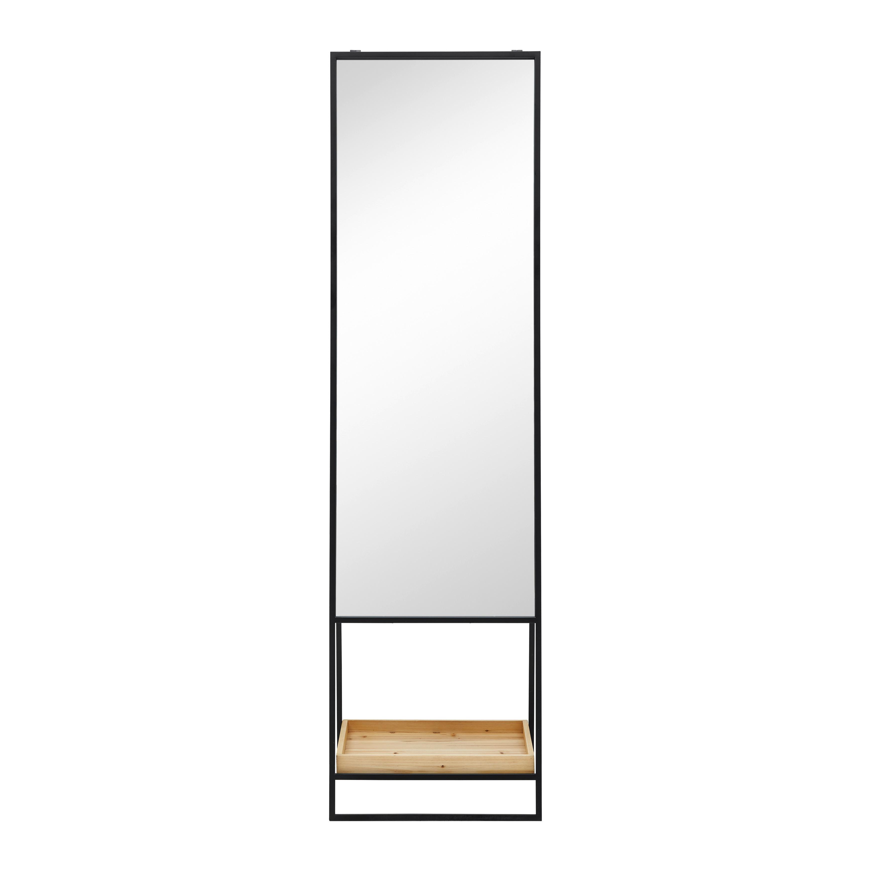 Spiegel Maldi Schwarz/ Natur ca.  45x161x30 cm - Schwarz/Naturfarben, MODERN, Glas/Holz (45/161/30cm) - Bessagi Home