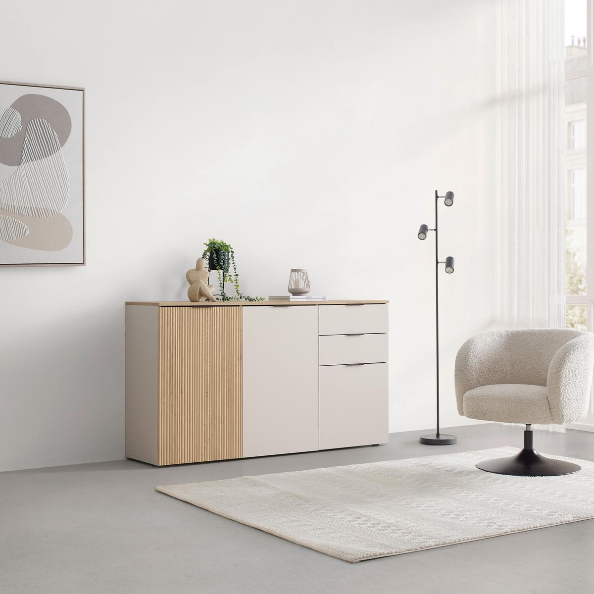 Komoda Cannes - kašmir/boja hrasta, Moderno, pločasti materijal/plastika (150/85/40cm) - Modern Living