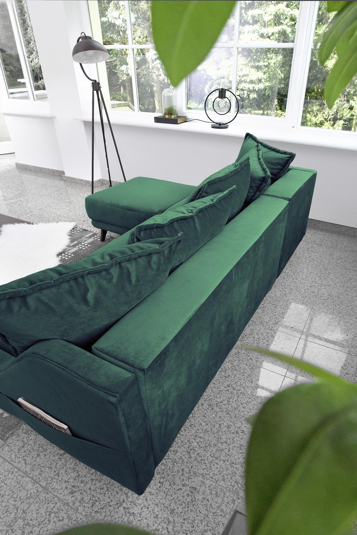 ZESTAW WYPOCZYNKOWY ROYAL ROSE - szmaragdowozielony/czarny, Basics, materiał drewnopochodny/drewno (155/225cm) - MID.YOU