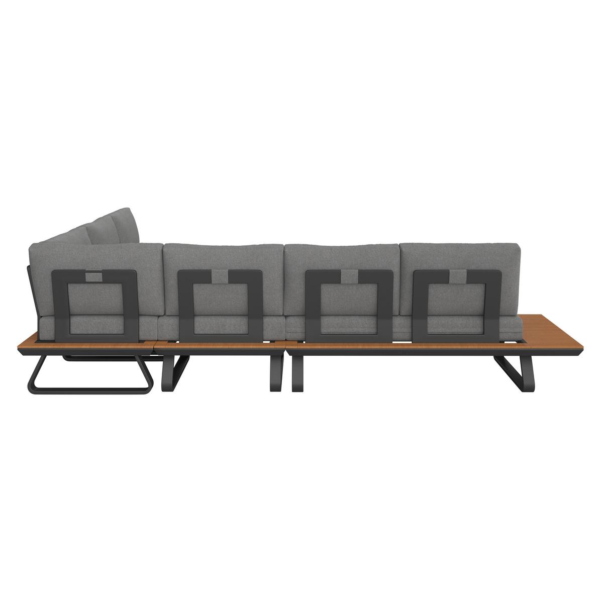 Dining-Loungeset Emmy Dunkelgr Metall/Outdoorstoff - Dunkelgrau/Anthrazit, MODERN, Kunststoff/Textil (318/71/78cm) - Bessagi Garden