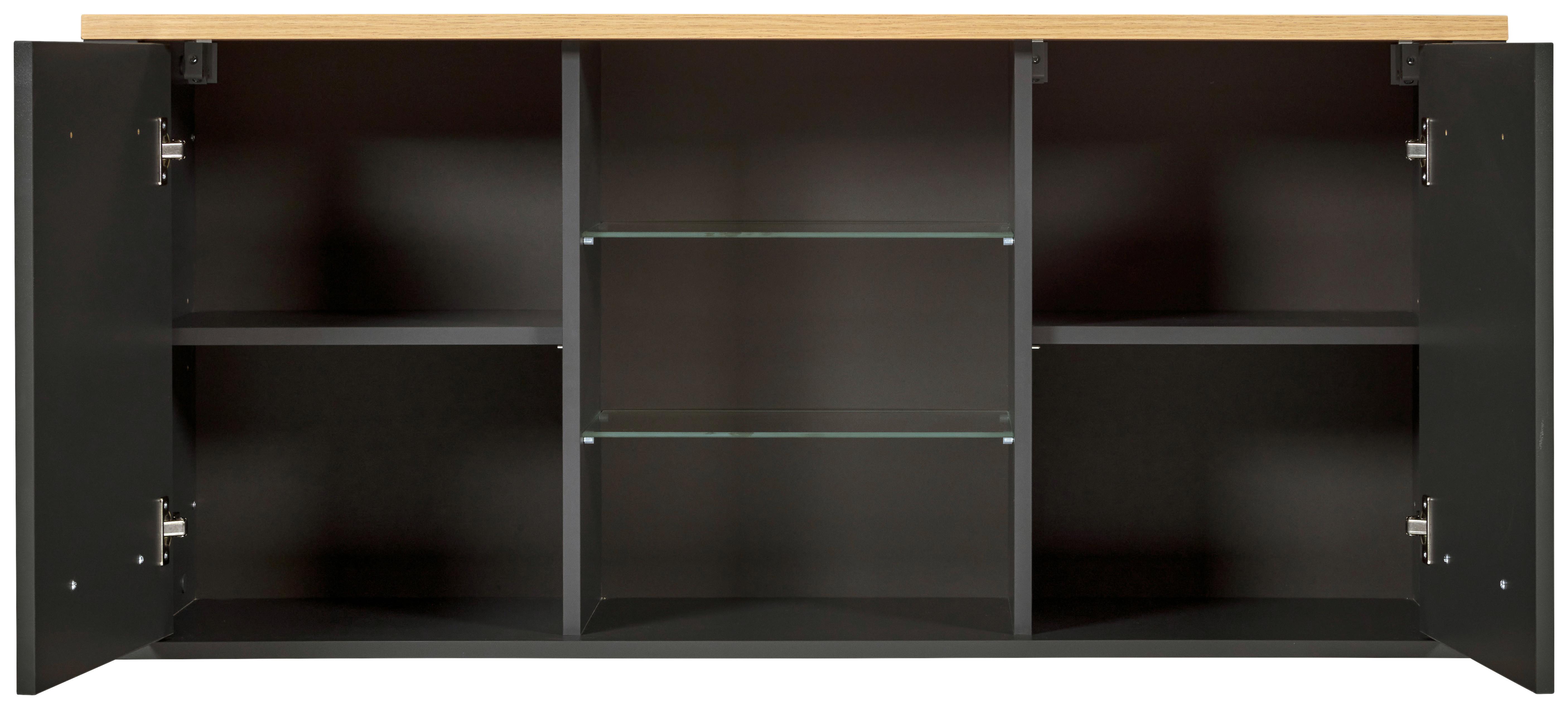 Hängeschrank Venet, Anthrazit/Artisan Eiche - Anthrazit/Schwarz, ROMANTIK / LANDHAUS, Glas/Holzwerkstoff (130,3/57,5/33cm) - Mömax