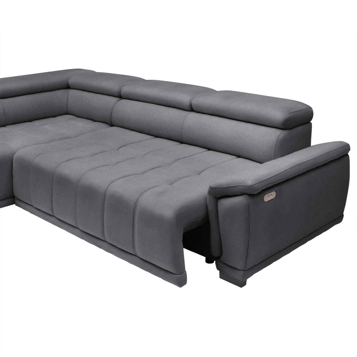 Ecksofa Gremio Links Blaugrau - Blaugrau/Schwarz, MODERN, Kunststoff/Textil (106/77-100/283-206cm) - Premium Living