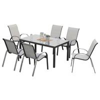 Gartenset Amalfi 7-tlg. Aluminium Silber/Schwarz - Silberfarben, MODERN, Textil/Metall - Gardenson