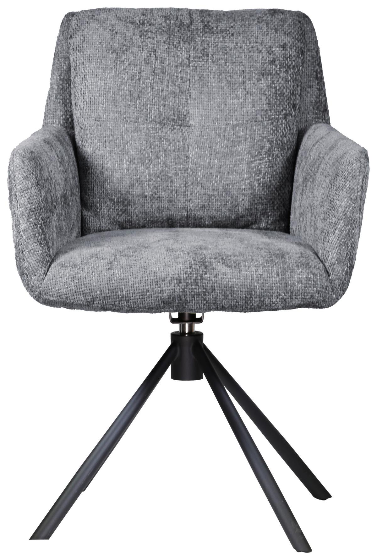 KRZESŁO Z PODŁOKIETNIKAMI JENNY - jasnoszary/czarny, Design, metal/tkanina (63/84/62,5cm) - Novel