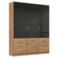 Omara Za Oblačila Celle Extra, Temno Siva, Barva Hrasta - srebrne barve/temno siva, Design, umetna masa/leseni material (136/197/54cm) - Mömax