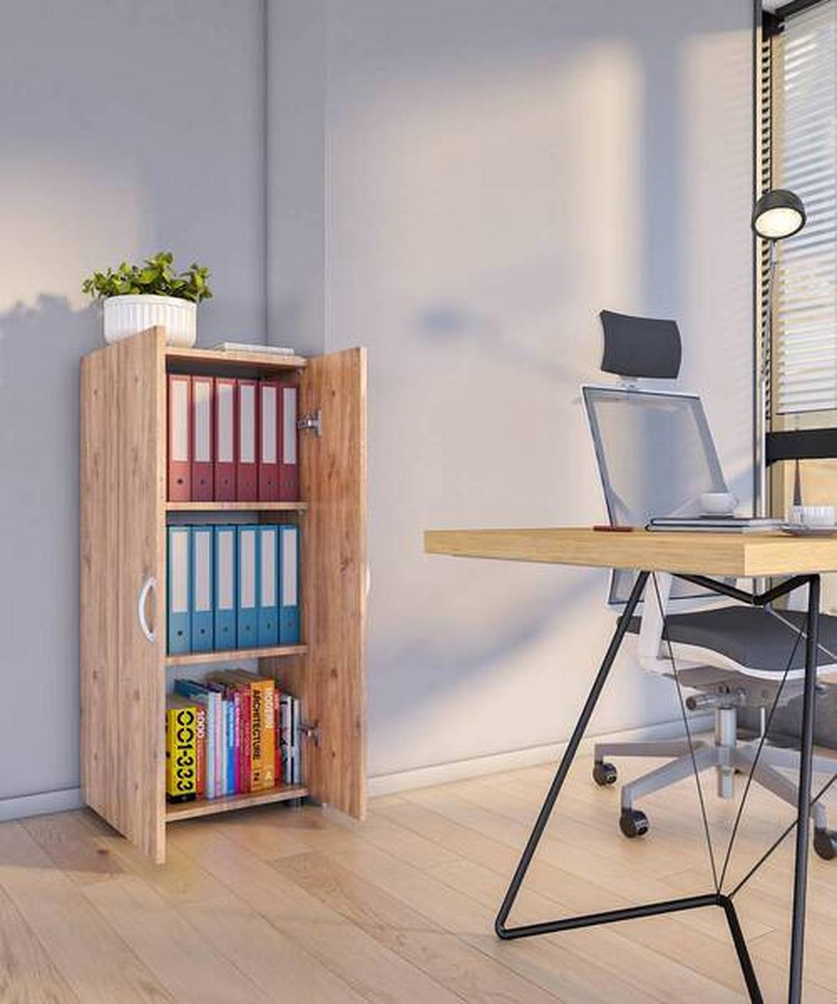 Pisarniška Omara Ulas 3, Hrast - medeni hrast, Moderno, leseni material (49/108/34cm) - MID.YOU