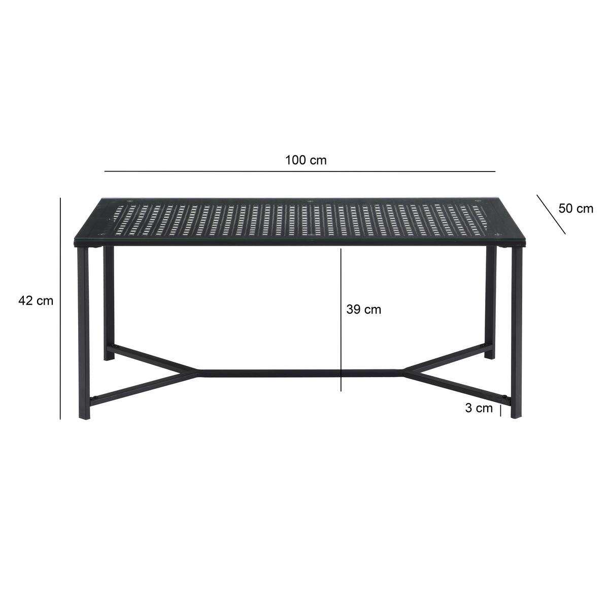 Couchtisch Wl7.323 - Schwarz, Design, Glas/Metall (100/50/42cm) - MID.YOU