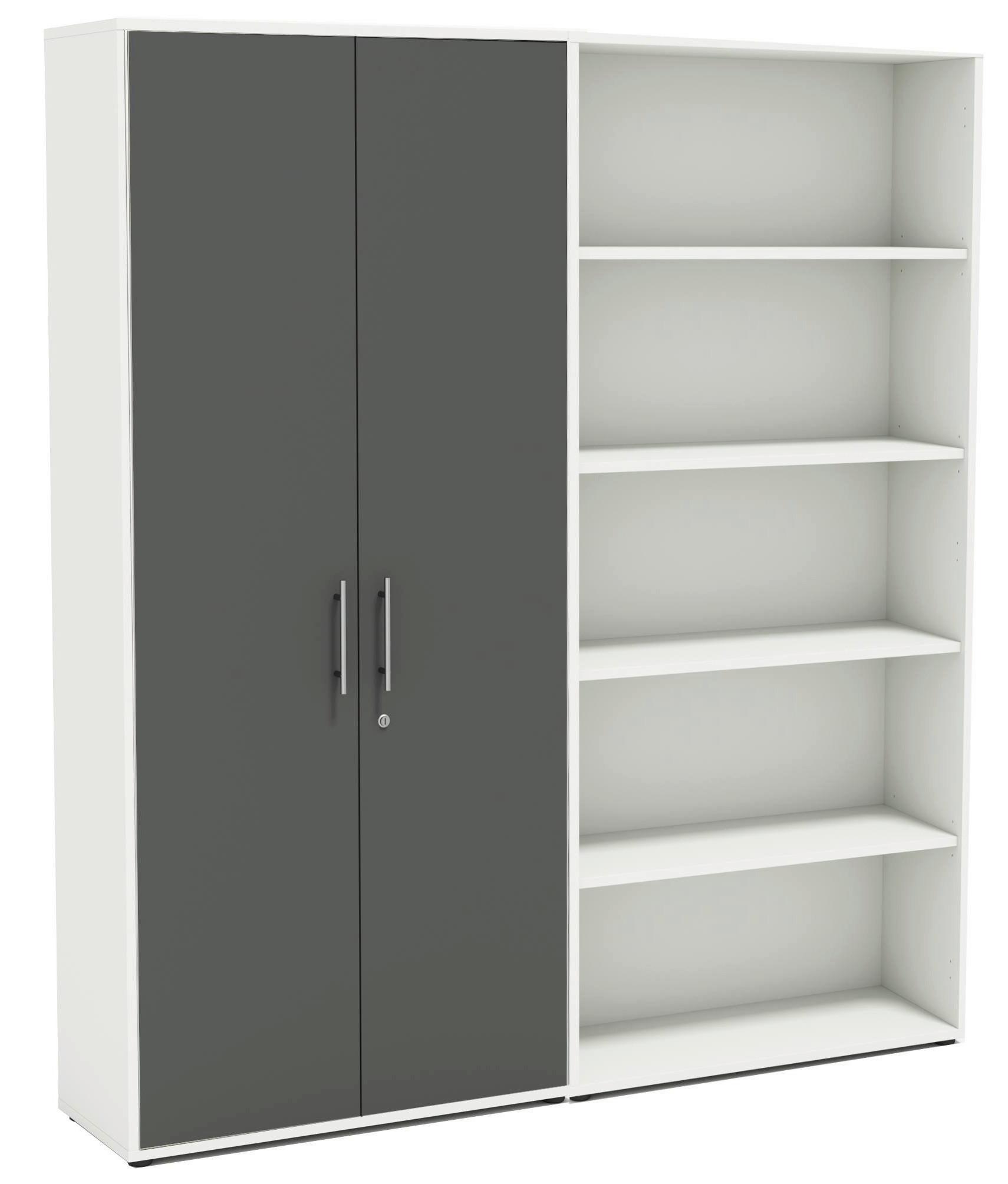 AKTENSCHRANK OFFICE EDITION - SW SET 1 HOCH - Anthrazit/Weiß, MODERN, Holzwerkstoff (168,8/185,6/33cm) - MID.YOU