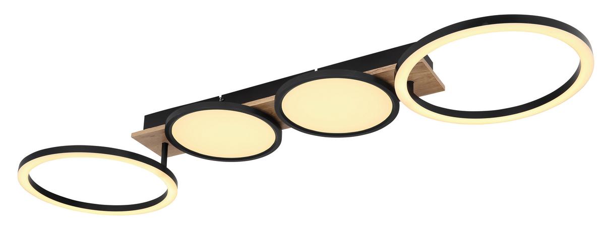 LED-Deckenleuchte Bossy max. 38 Watt - Dunkelbraun/Opal, Design, Holzwerkstoff/Kunststoff (108,5/30/11cm) - Globo