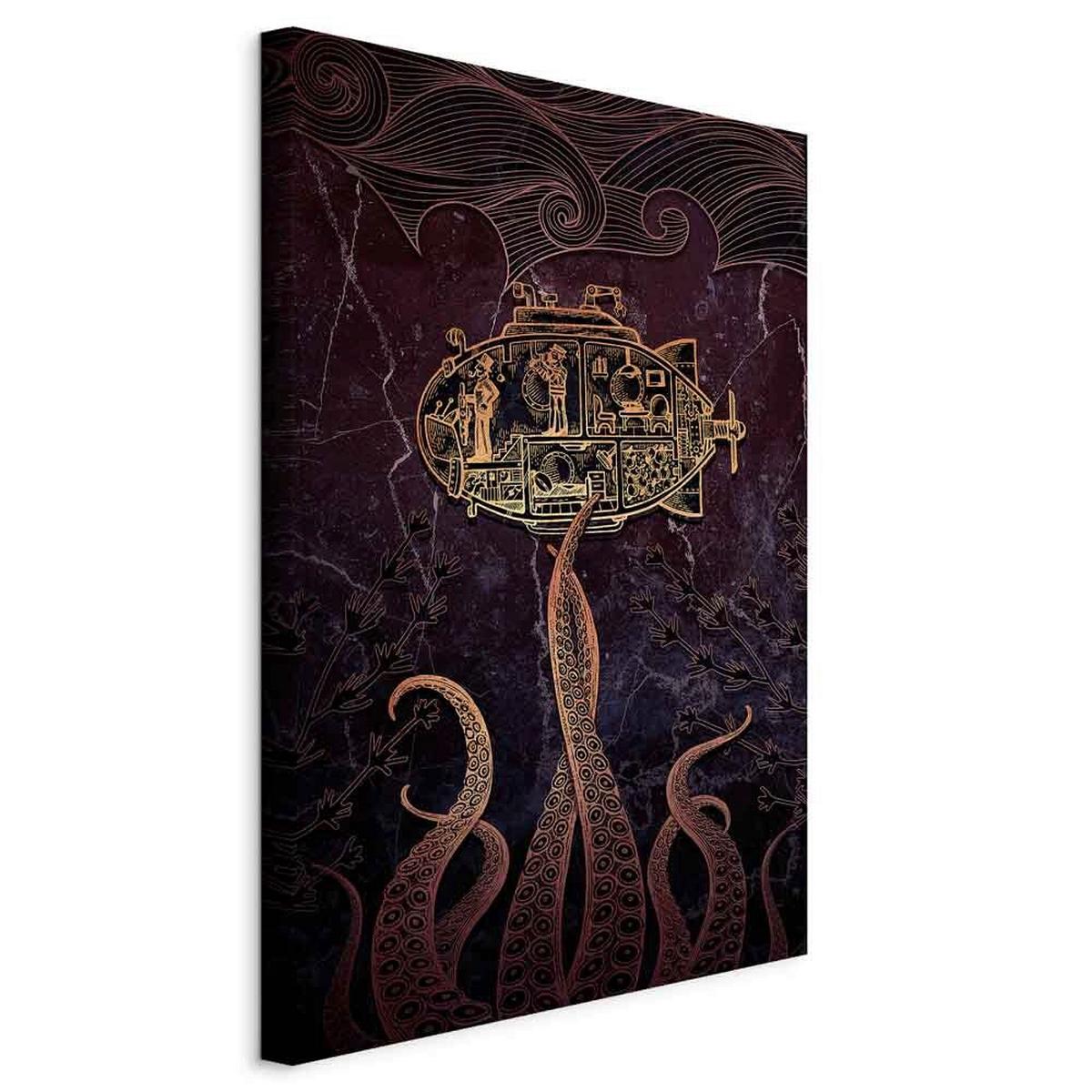 Slika Na Platnu Golden Submarine - črna/rožnato zlata, Basics, tekstil/les (80/120/1,2cm) - artgeist