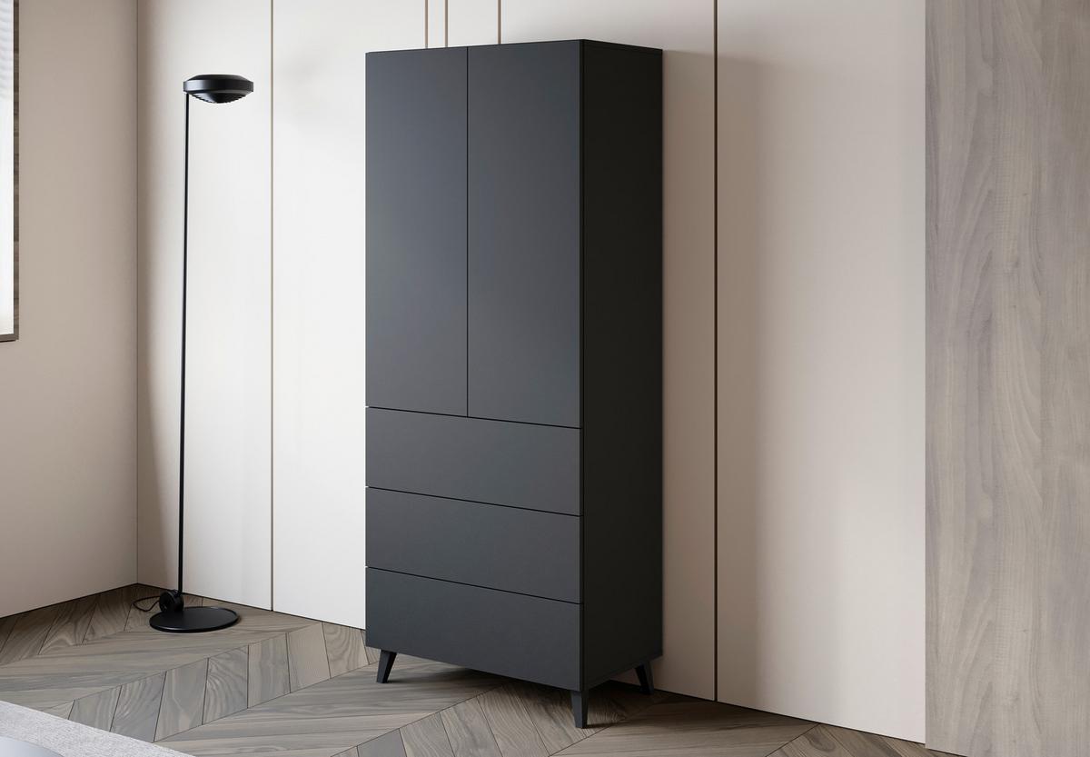 Comodă înaltă PHUKET - negru, Design, material pe bază de lemn (70/170/39cm) - P & B