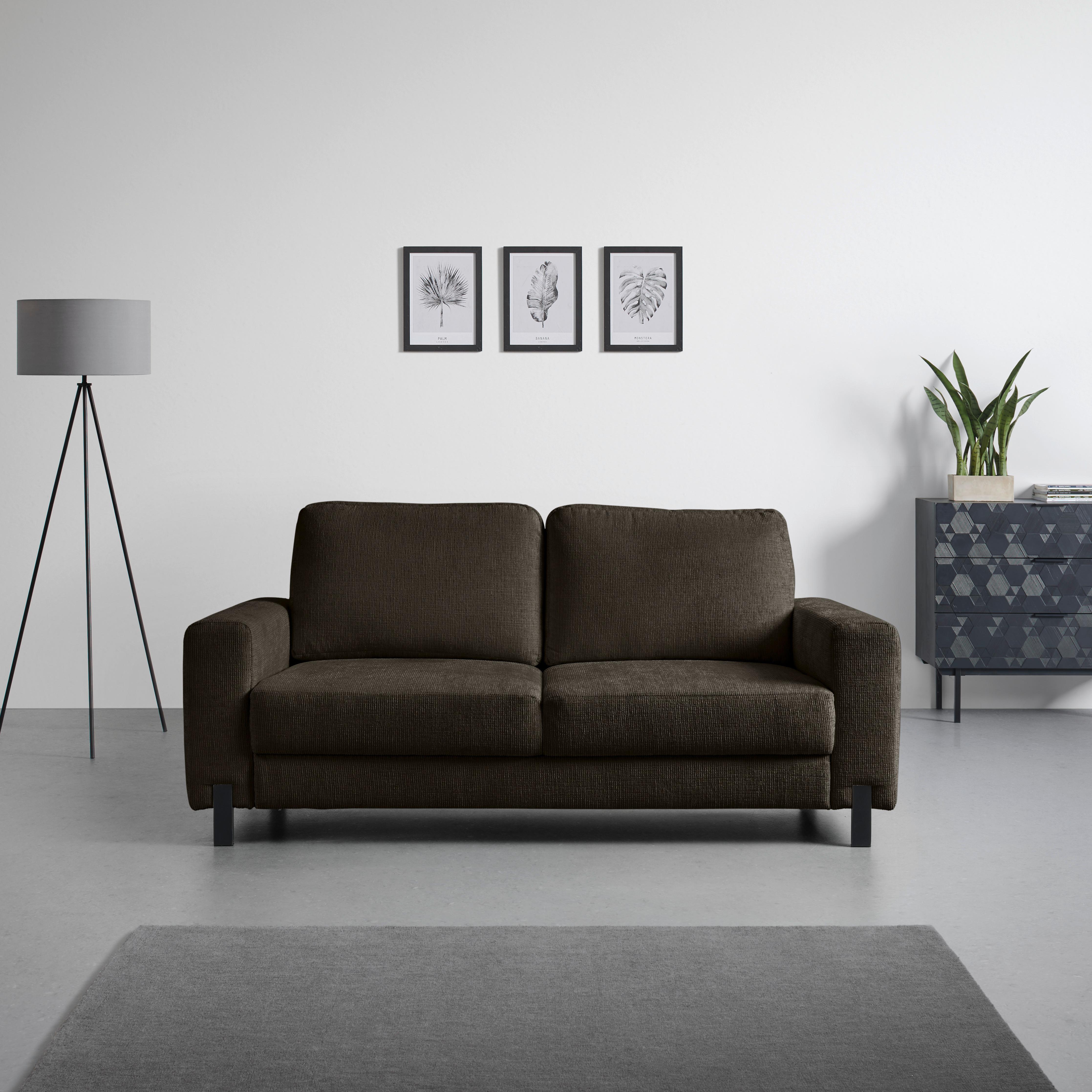 2-Sitzer-Sofa Piega Anthrazit - Anthrazit/Schwarz, MODERN, Textil/Metall (189/66-87/96cm) - Mömax