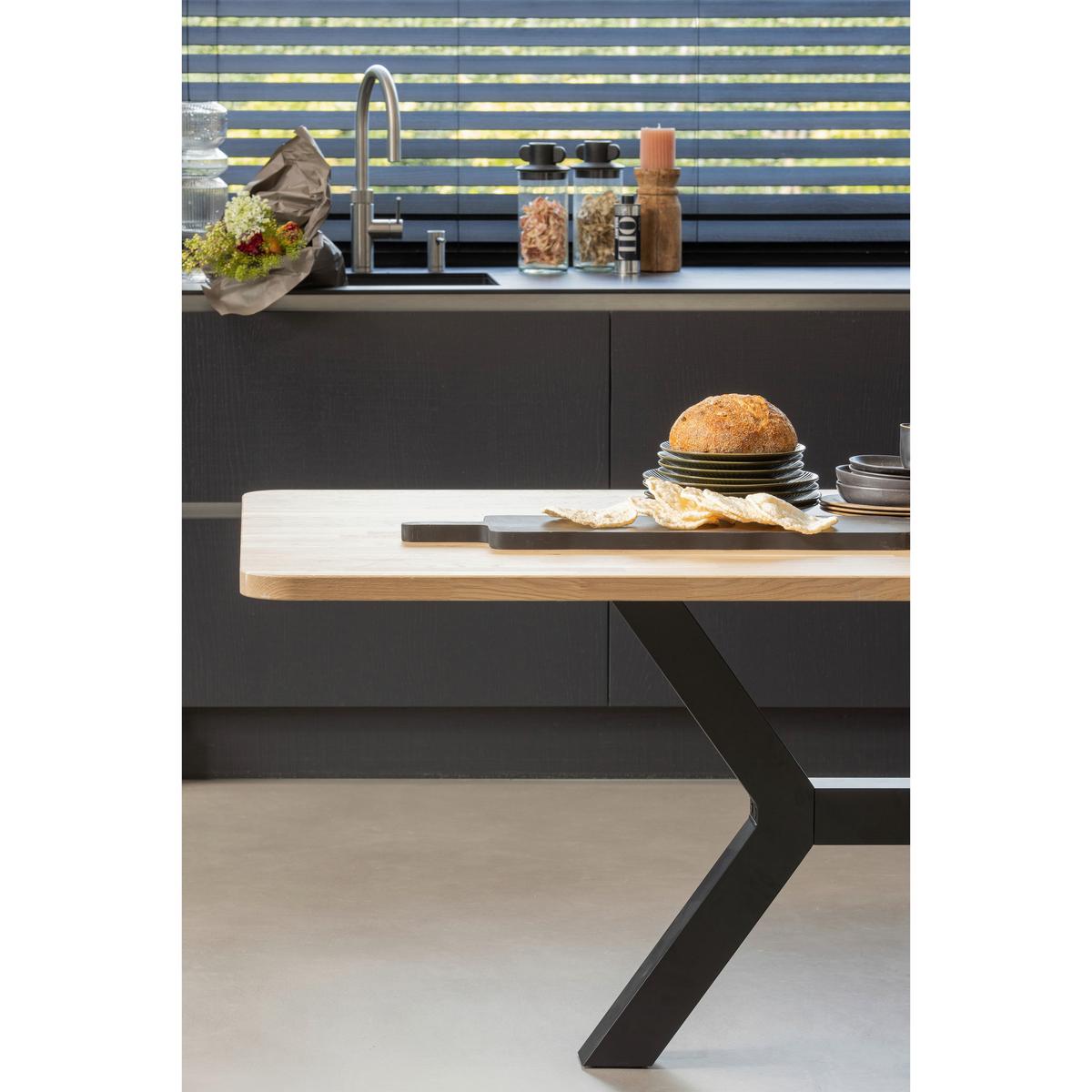 Esstisch Tablo Naturfarben/Schwarz L: 240cm - Schwarz/Naturfarben, MODERN, Holz/Metall (240/100/77cm) - Livetastic