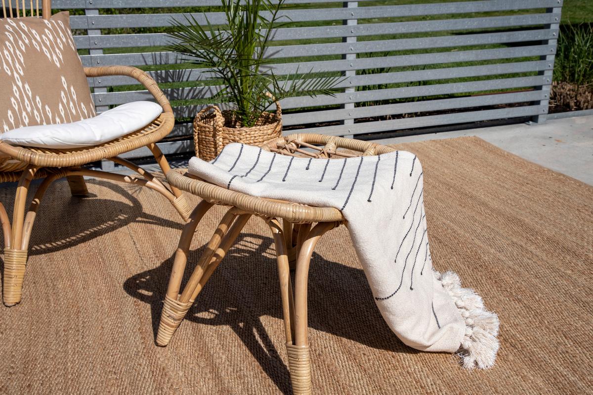 Loungesessel Ella Rattan ca. 66x95x131 cm Braun - Braun/Weiß, KONVENTIONELL, Holz (66/95/131cm) - Gardenson