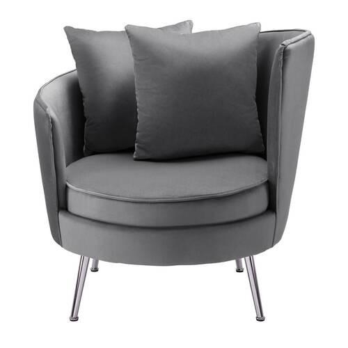 Relaxsessel Cherie Dunkelgrau Samt - Chromfarben/Dunkelgrau, MODERN, Textil/Metall (87/83/85cm) - Bessagi Home