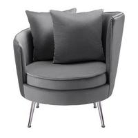 Relaxsessel Cherie Dunkelgrau Samt - Chromfarben/Dunkelgrau, MODERN, Textil/Metall (87/83/85cm) - Bessagi Home