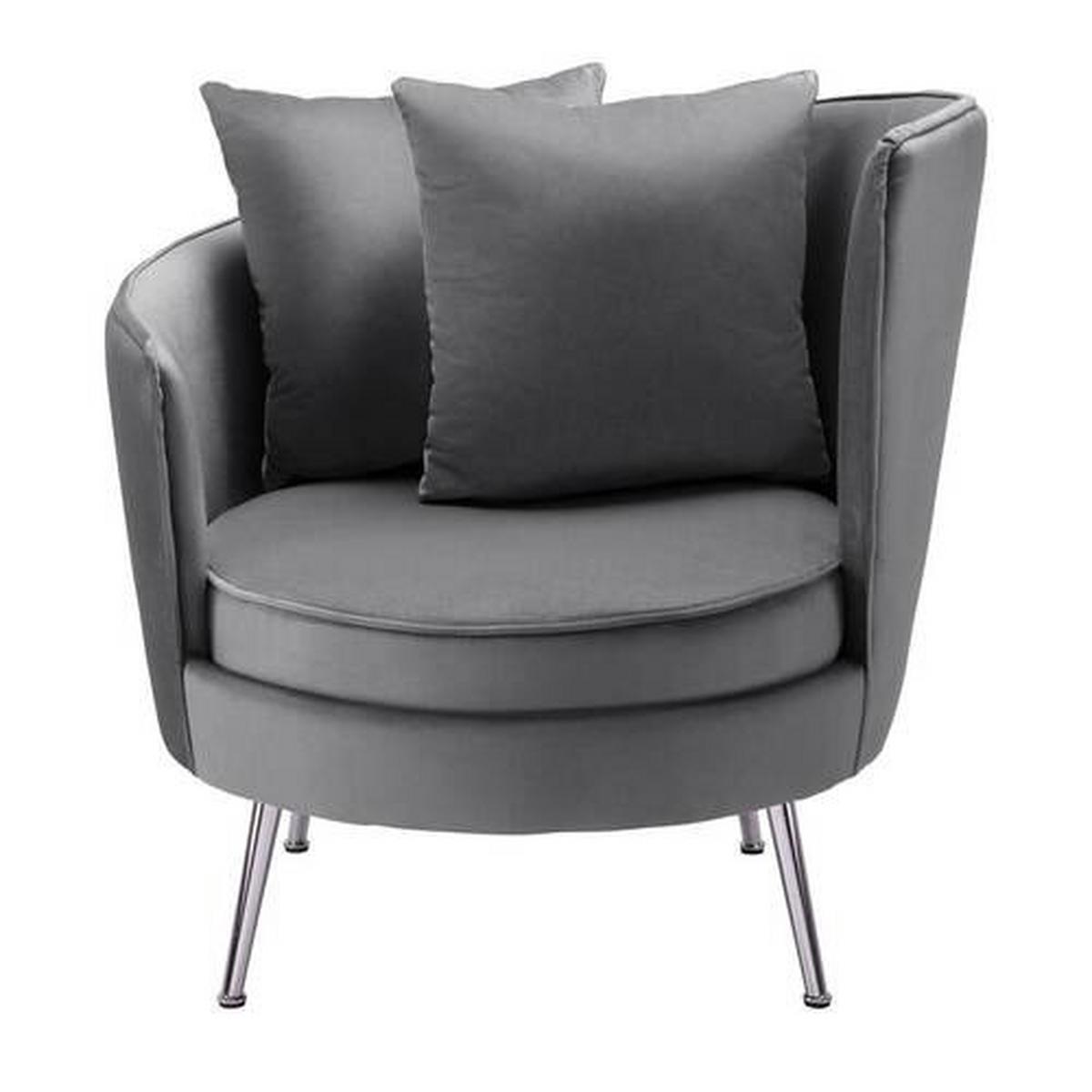 Relaxsessel Cherie Dunkelgrau Samt - Chromfarben/Dunkelgrau, MODERN, Textil/Metall (87/83/85cm) - Bessagi Home
