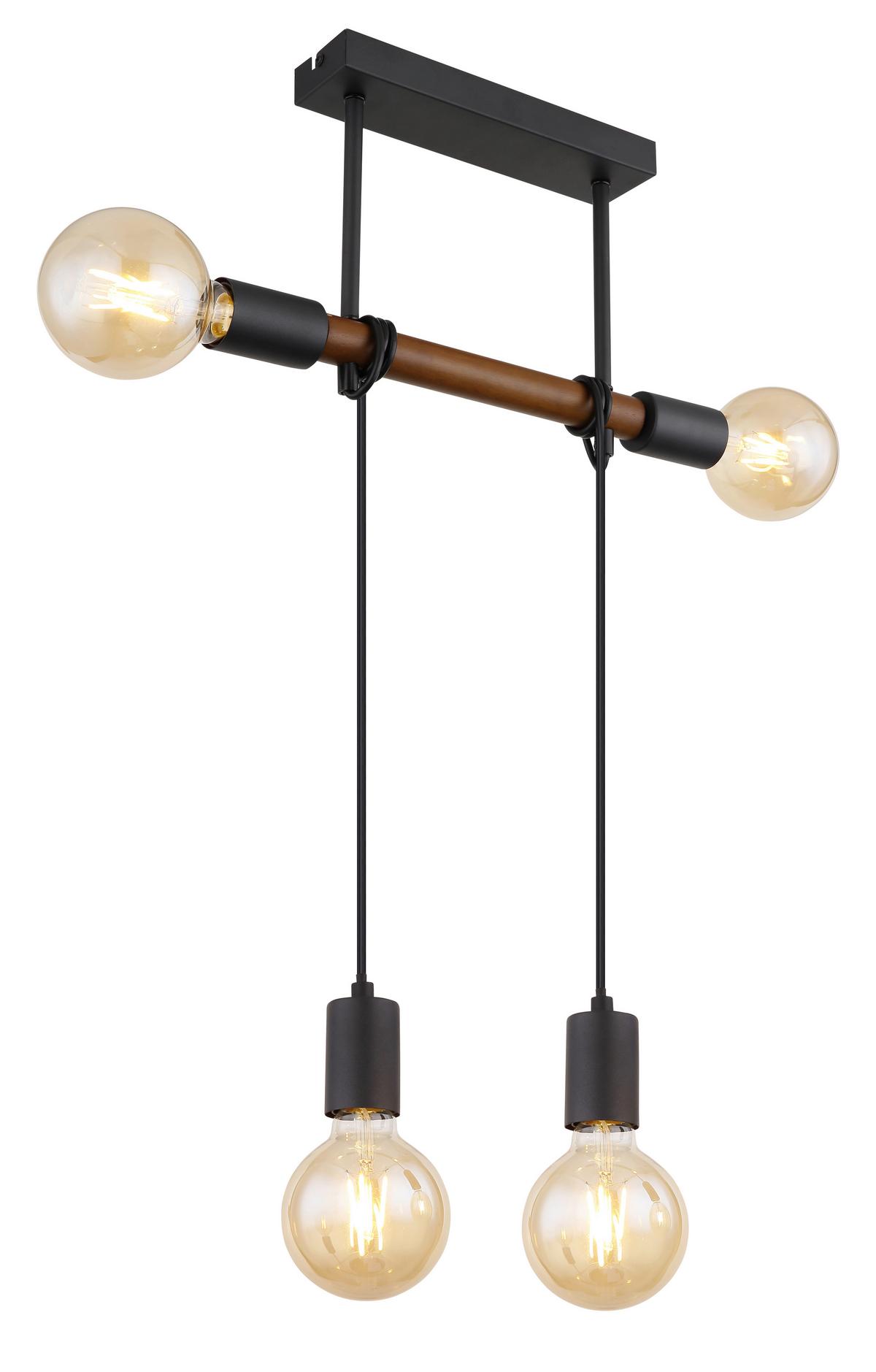 Hängeleuchte Heinrich Braun/Schwarz max. 40 Watt - Schwarz/Braun, Basics, Holz/Metall (39/6/100cm) - Globo
