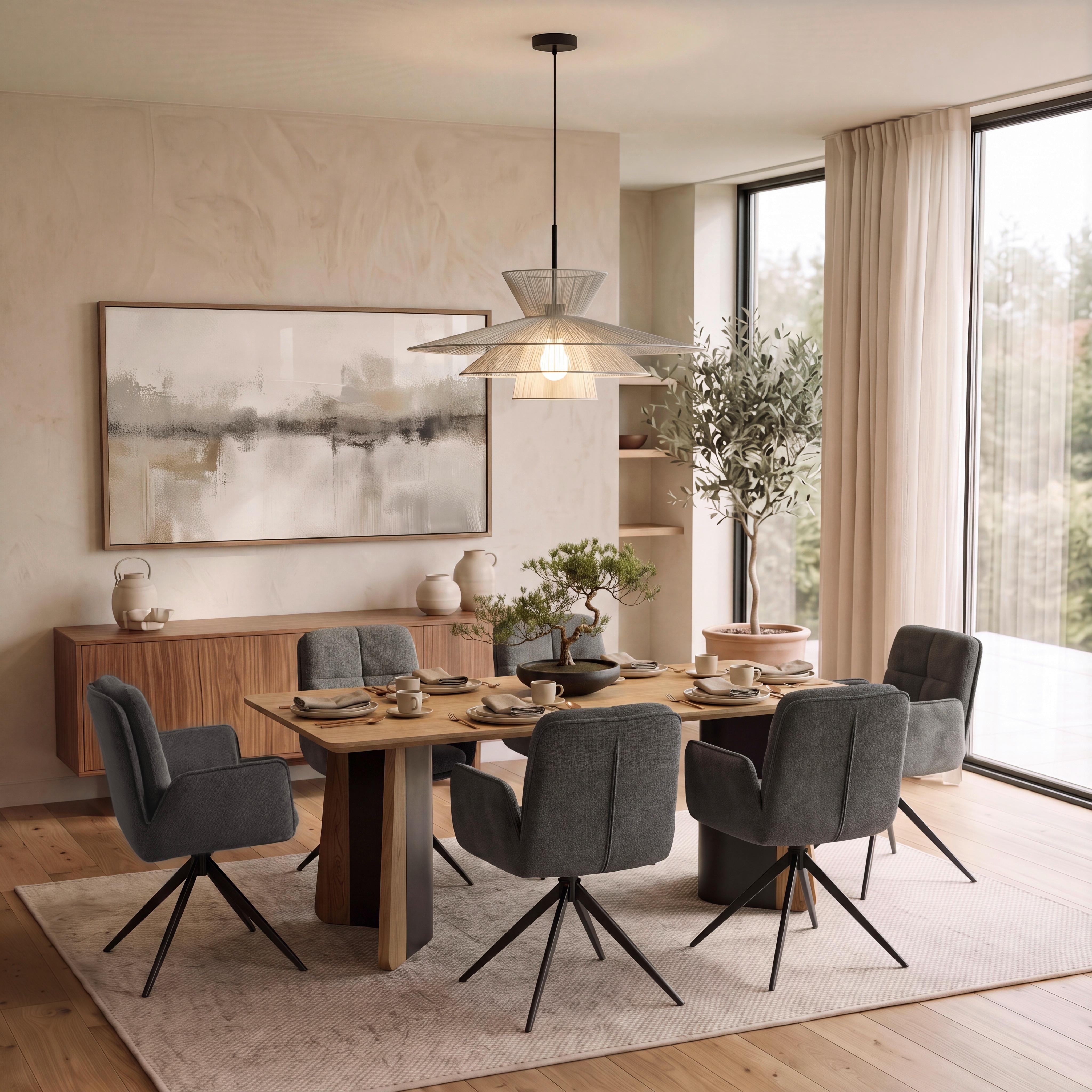 STOL MED ARMSTÖD NALANI - mörkgrå, Modern, metall/textil (58/90/65,5cm) - Bessagi Home