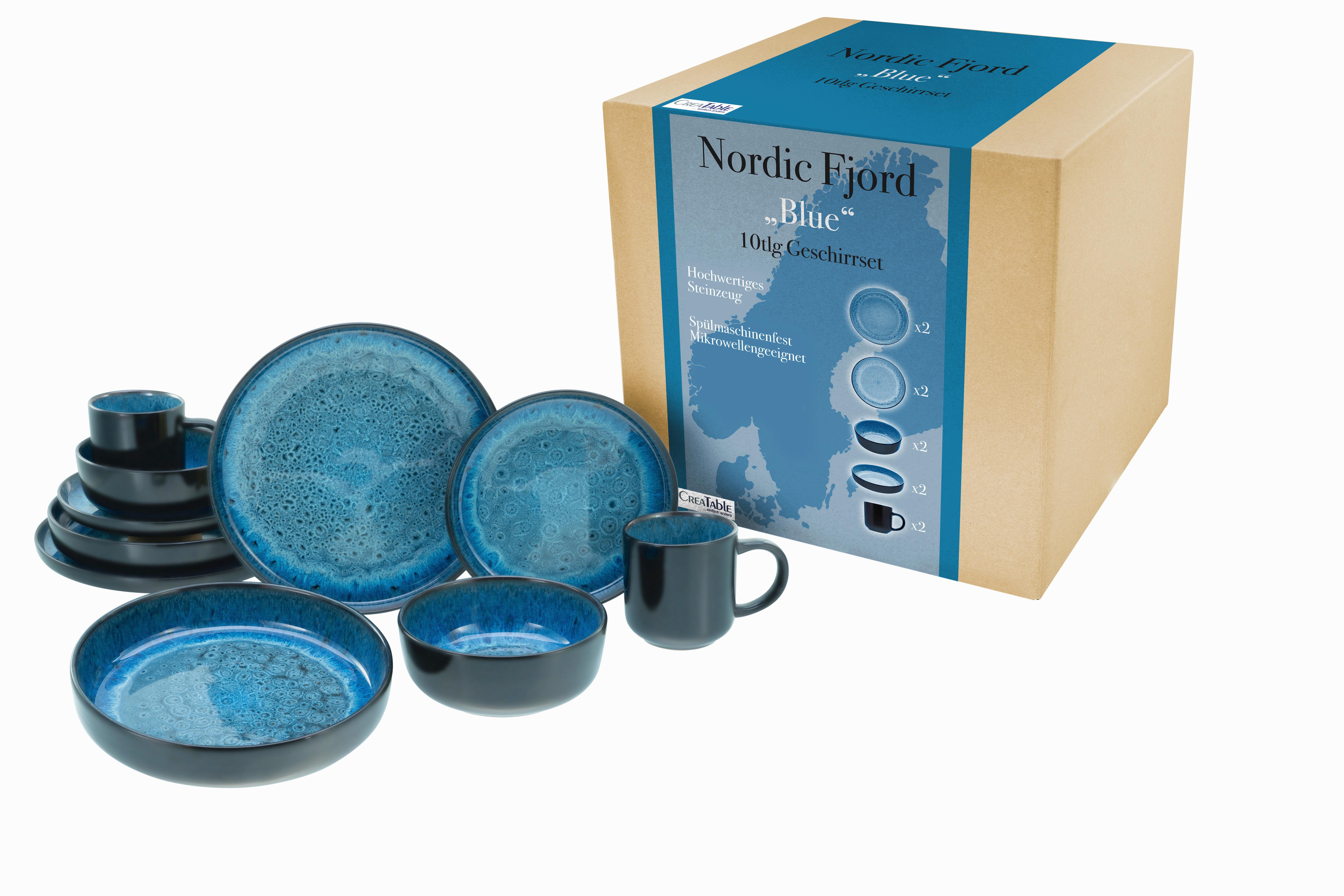 Kombinirani Servis Nordic Fjord Blue, 10-Delni - modra, Trend, keramika - Creatable