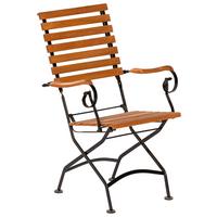 Gartensessel "Schlossgarten" aus Eukalyptus, natur/schwarz - Schwarz/Naturfarben, ROMANTIK / LANDHAUS, Holz/Metall (58/95/66cm) - Gardenson
