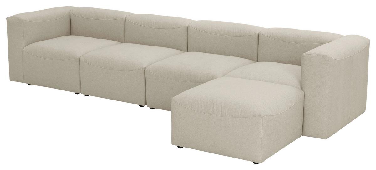Ecksofa Lena in Creme Flachgewebe - Creme, Design, Kunststoff/Textil (350/175cm) - Max Winzer