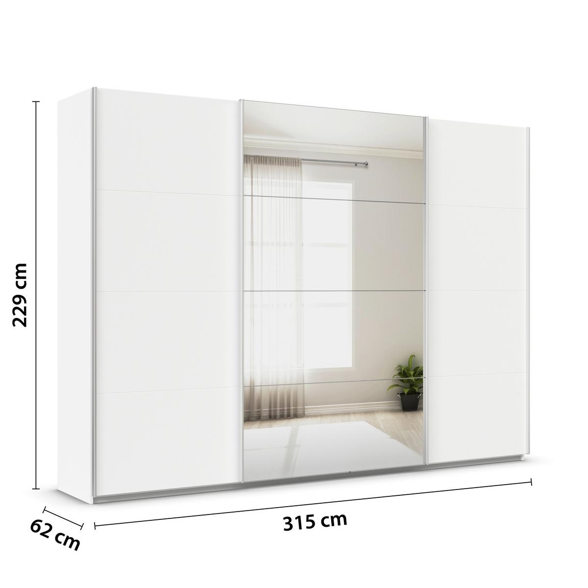 Ormar S Kliznim Vratima Feldkirch - bijela/srebrne boje, Moderno, drvni materijal/metal (315/229/62cm)
