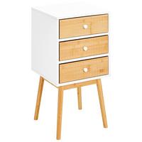 SZAFKA NOCNA BONNIE - kolor naturalny/biały, Design, materiał drewnopochodny/materiały naturalne (40/76/40cm) - Xora